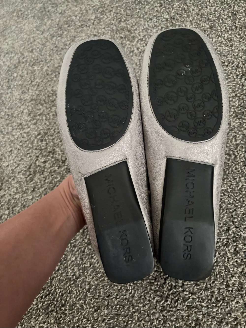 Michael Kors Light Gray Suede Boat Moccasin Flats